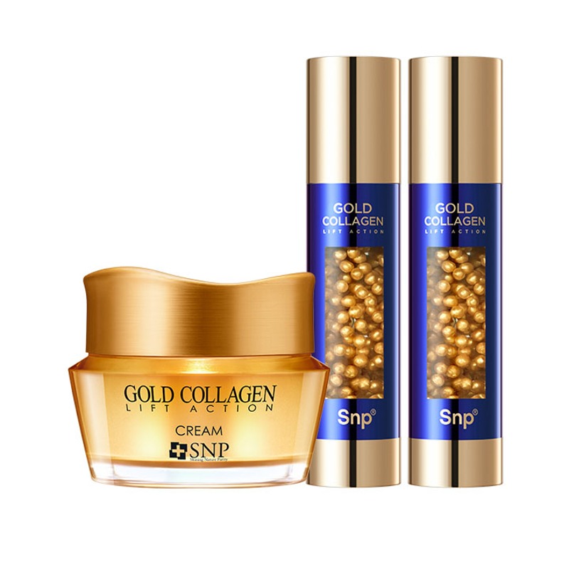 Gold Collagen Lift Action Cream 50ml + Ampoule 50ml*2ea] - 오늘의 빛나는 완성 Snp